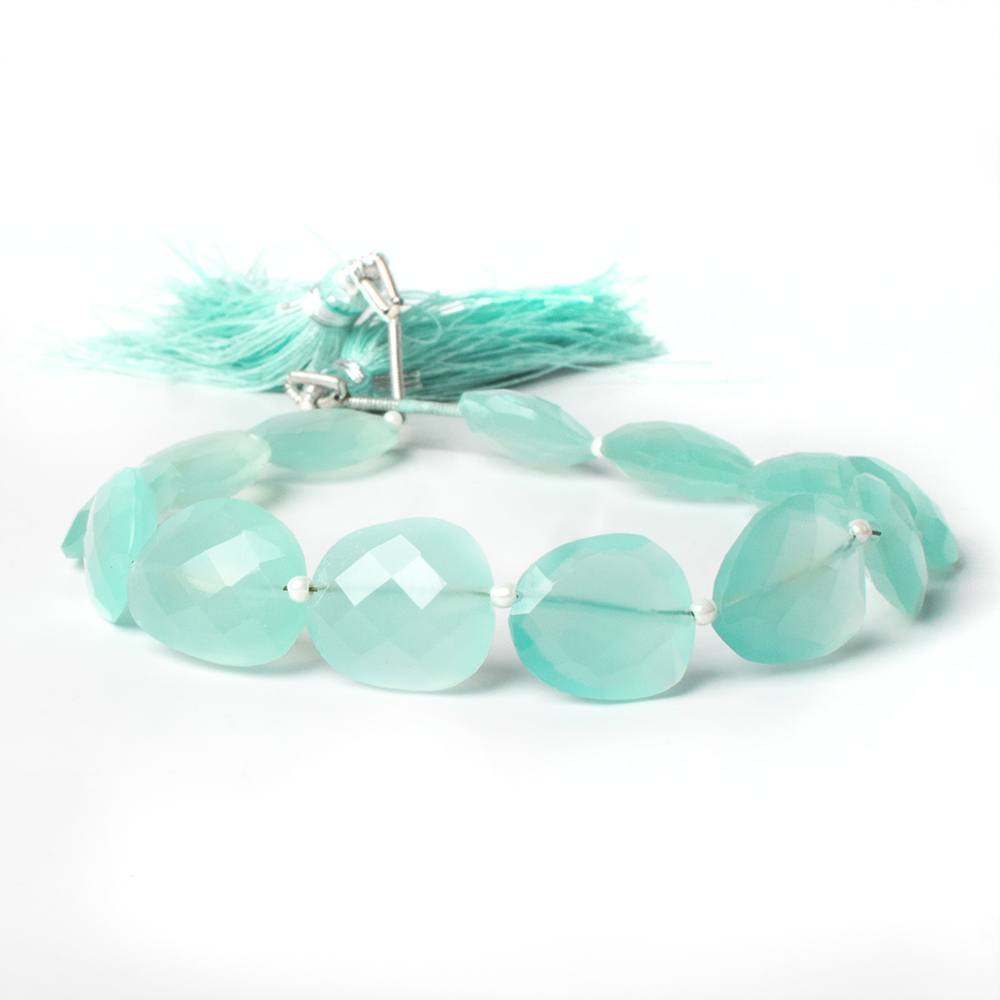 16x13mm Sea Blue Chalcedony straight drilled faceted nugget beads 8 inch 11 pieces A (ONLINE ORDER ONLY)