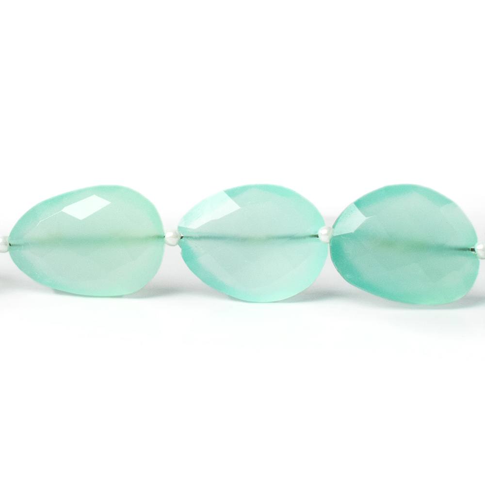 16x13mm Sea Blue Chalcedony straight drilled faceted nugget beads 8 inch 11 pieces A (ONLINE ORDER ONLY)