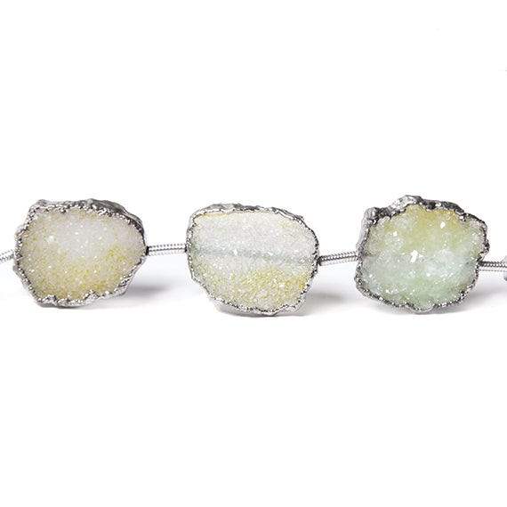 16x13mm Silver Edged White Drusy Slice Strand 10 pieces (ONLINE ORDER ONLY)