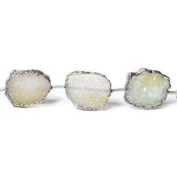 16x13mm Silver Edged White Drusy Slice Strand 10 pieces (ONLINE ORDER ONLY)