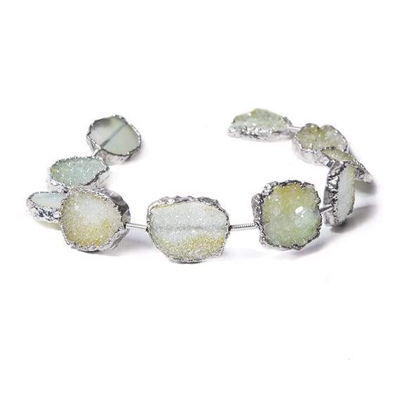 16x13mm Silver Edged White Drusy Slice Strand 10 pieces (ONLINE ORDER ONLY)