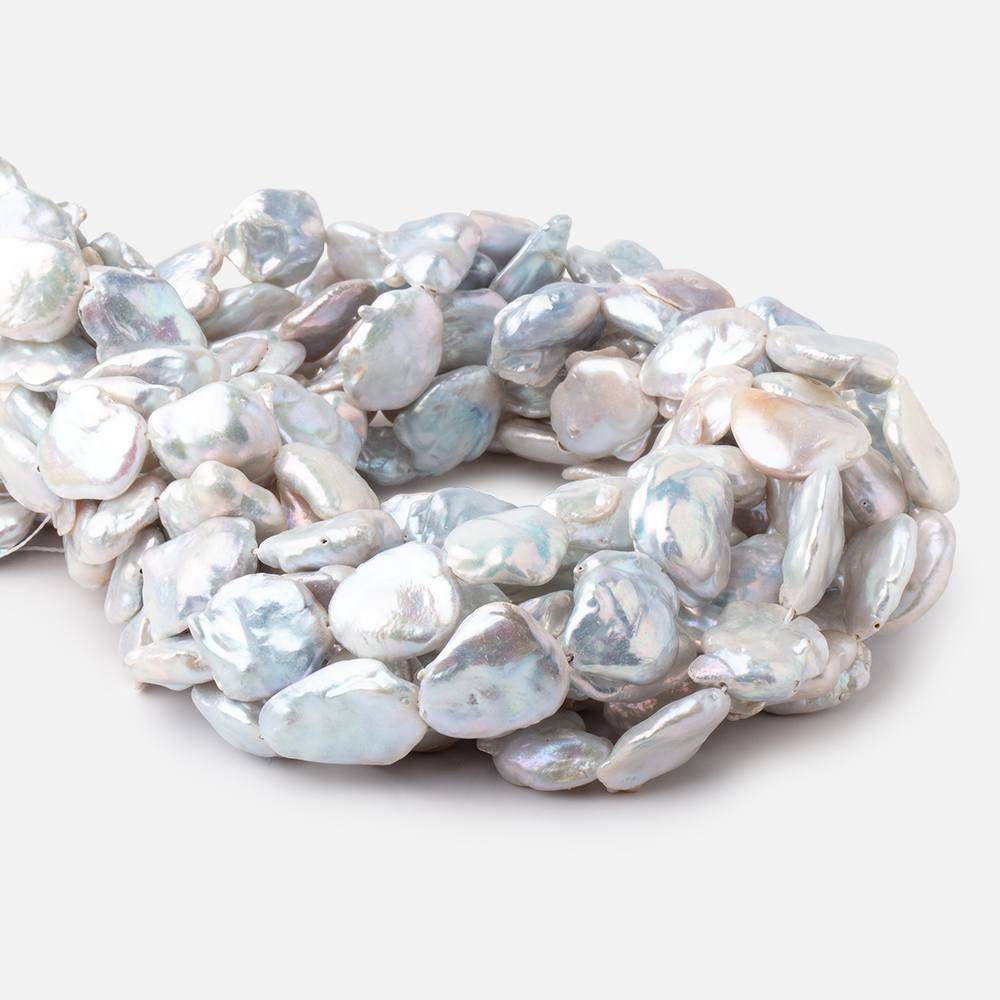 16x14-21x15mm Off White Straight Drilled Keshi Freshwater Pearls 16 inch 18 beads (ONLINE ORDER ONLY)