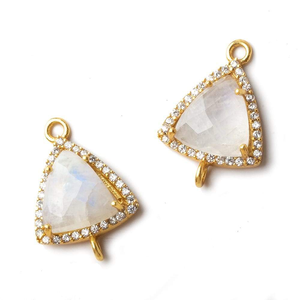 16x14.5mm Gold CZ Bezel Rainbow Moonstone Triangle Connector 1 piece (ONLINE ORDER ONLY)
