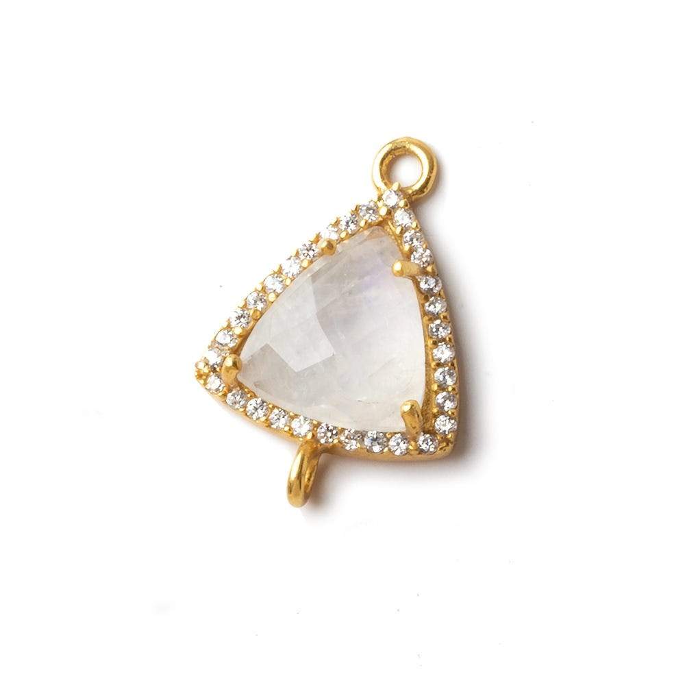 16x14.5mm Gold CZ Bezel Rainbow Moonstone Triangle Connector 1 piece (ONLINE ORDER ONLY)