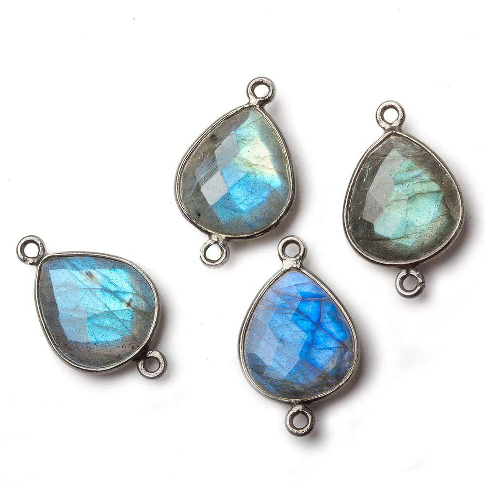 16x14mm Black Gold Bezel Labradorite faceted pear Connector 1 piece (ONLINE ORDER ONLY)