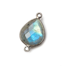 16x14mm Black Gold Bezel Labradorite faceted pear Connector 1 piece (ONLINE ORDER ONLY)
