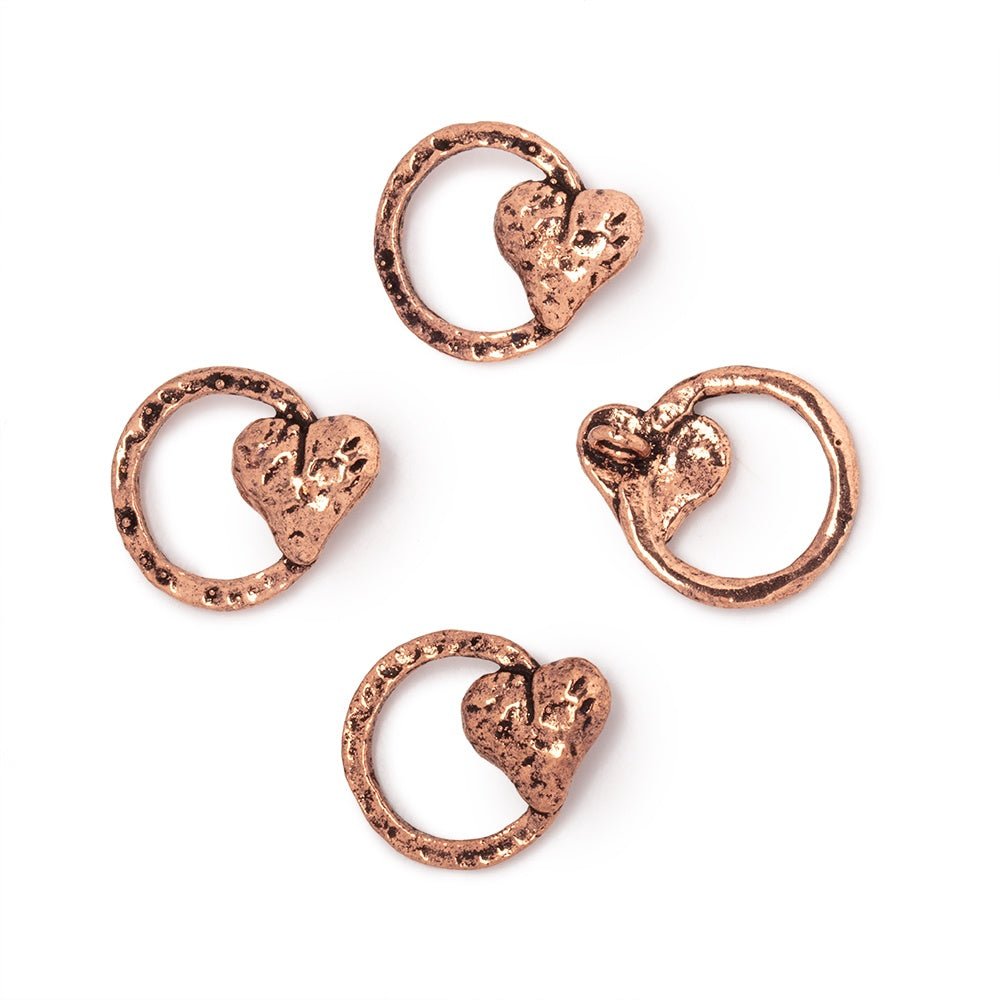 16x14mm Hammered Heart Ring Charm Set of 4 pieces (ONLINE ORDER ONLY)