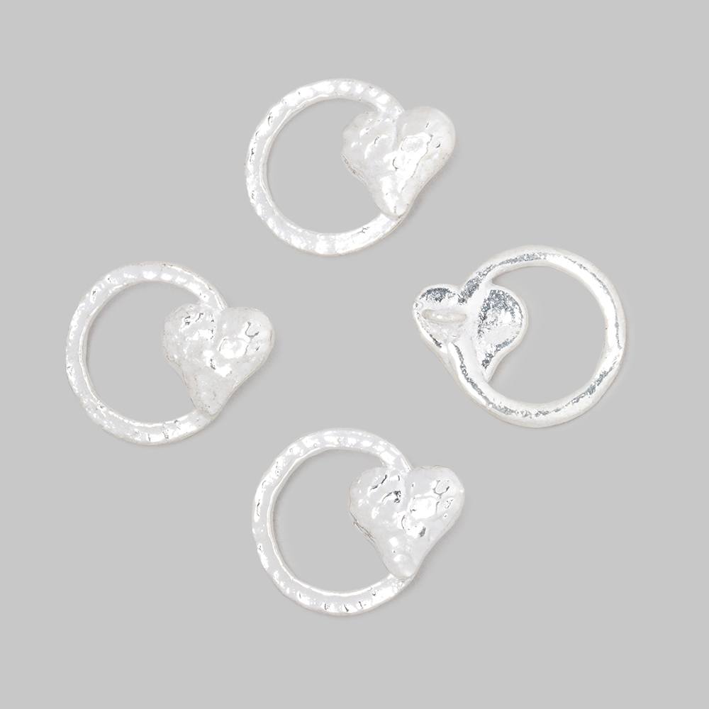 16x14mm Hammered Heart Ring Charm Set of 4 pieces (ONLINE ORDER ONLY)