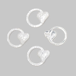 16x14mm Hammered Heart Ring Charm Set of 4 pieces (ONLINE ORDER ONLY)