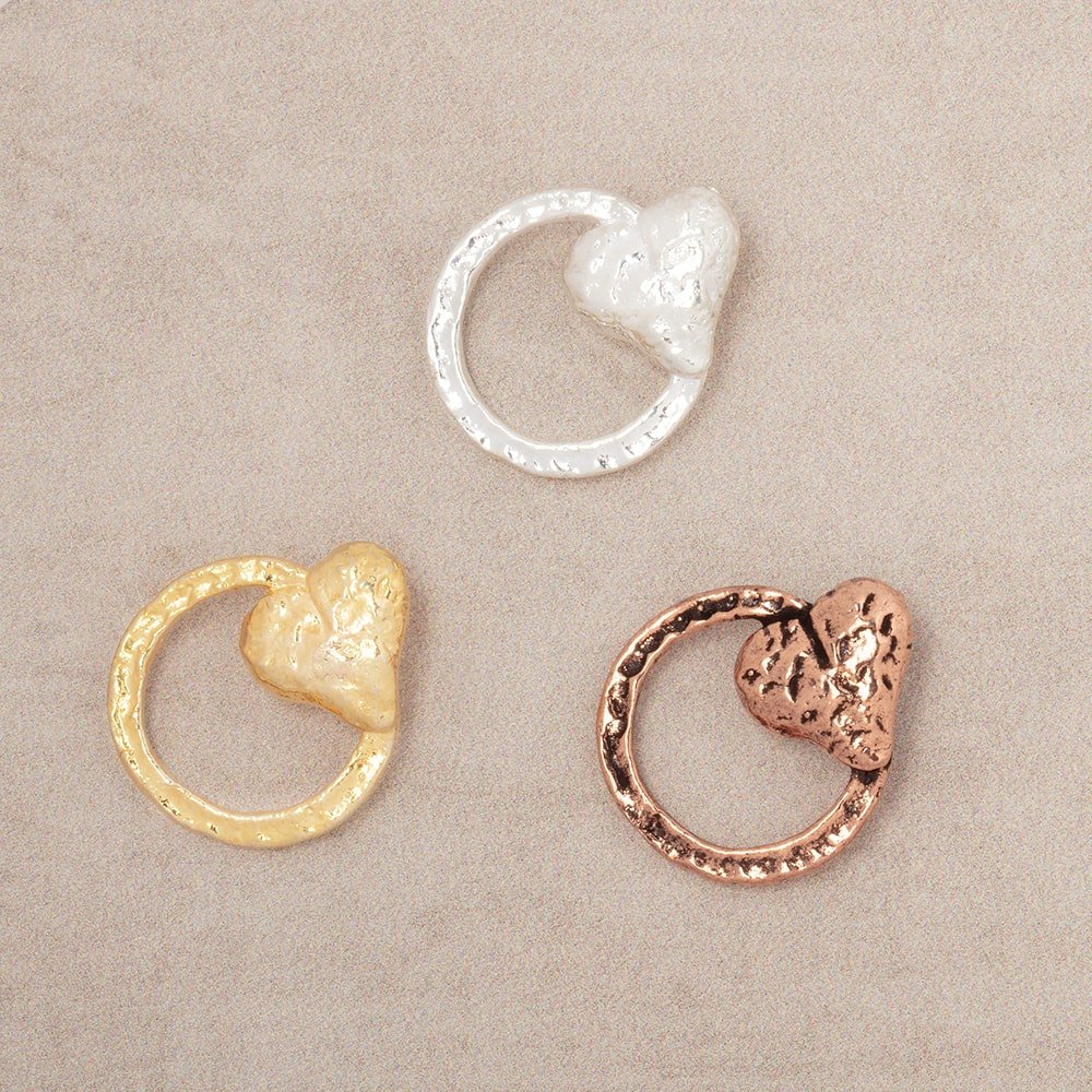 16x14mm Hammered Heart Ring Charm Set of 4 pieces (ONLINE ORDER ONLY)