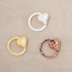 16x14mm Hammered Heart Ring Charm Set of 4 pieces (ONLINE ORDER ONLY)