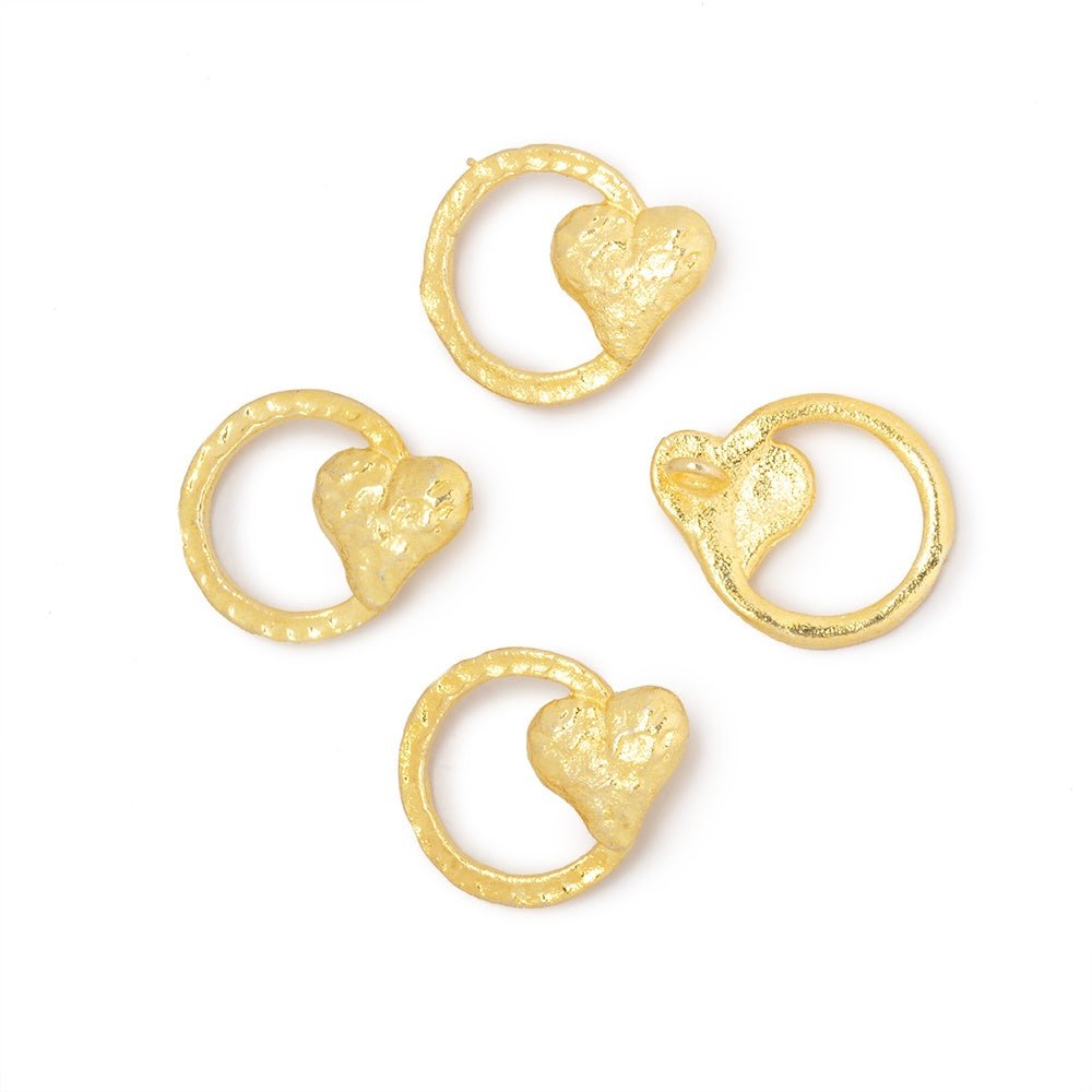 16x14mm Hammered Heart Ring Charm Set of 4 pieces (ONLINE ORDER ONLY)
