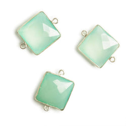 16x16mm Silver Bezel Sea Blue Chalcedony Square Connector 1 piece (ONLINE ORDER ONLY)