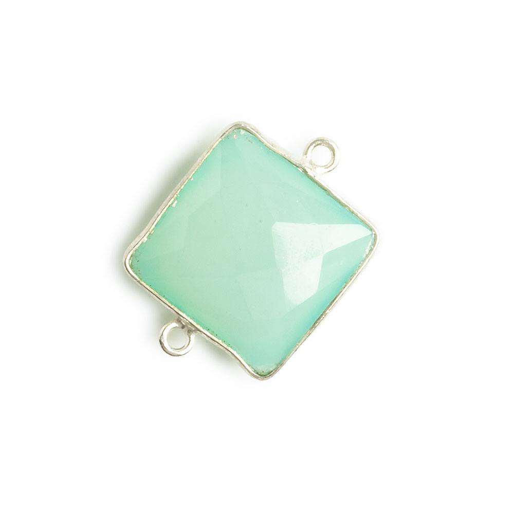 16x16mm Silver Bezel Sea Blue Chalcedony Square Connector 1 piece (ONLINE ORDER ONLY)