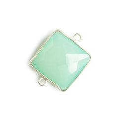 16x16mm Silver Bezel Sea Blue Chalcedony Square Connector 1 piece (ONLINE ORDER ONLY)