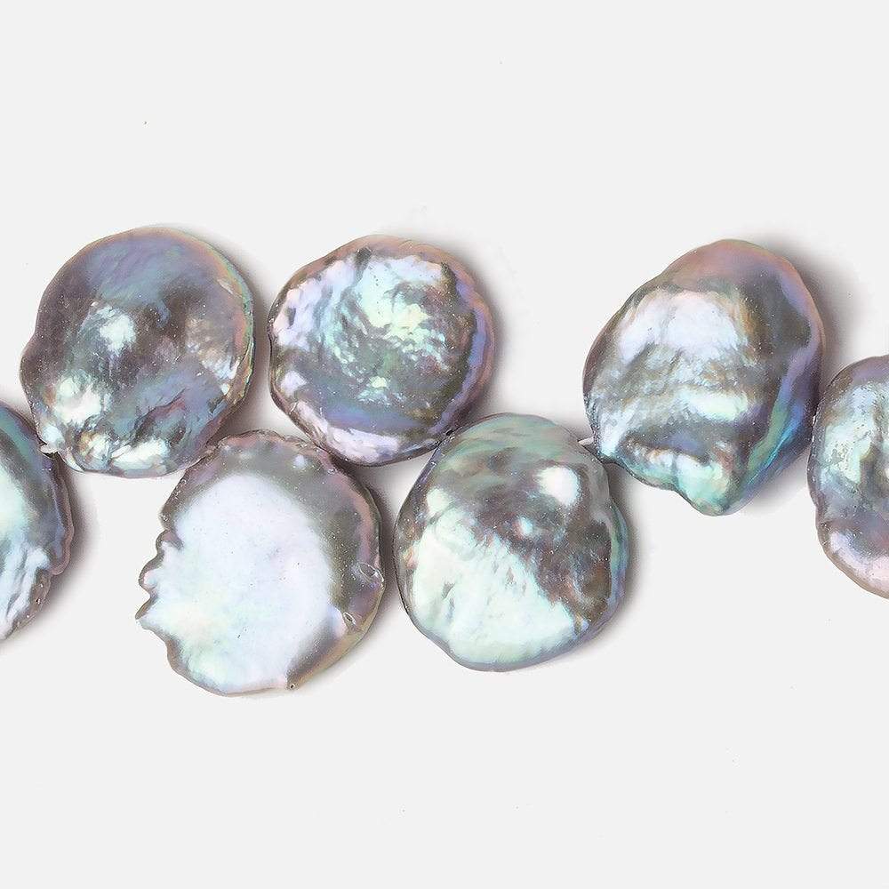16x17-19x20mm Silver Peacock Top Drilled Ultra Keshi Pearls 16 inch 36 pieces AA (ONLINE ORDER ONLY)