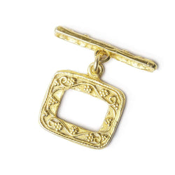 16x19mm Vermeil Rectangular Granulated Bead Floral Toggle 1 piece (ONLINE ORDER ONLY)