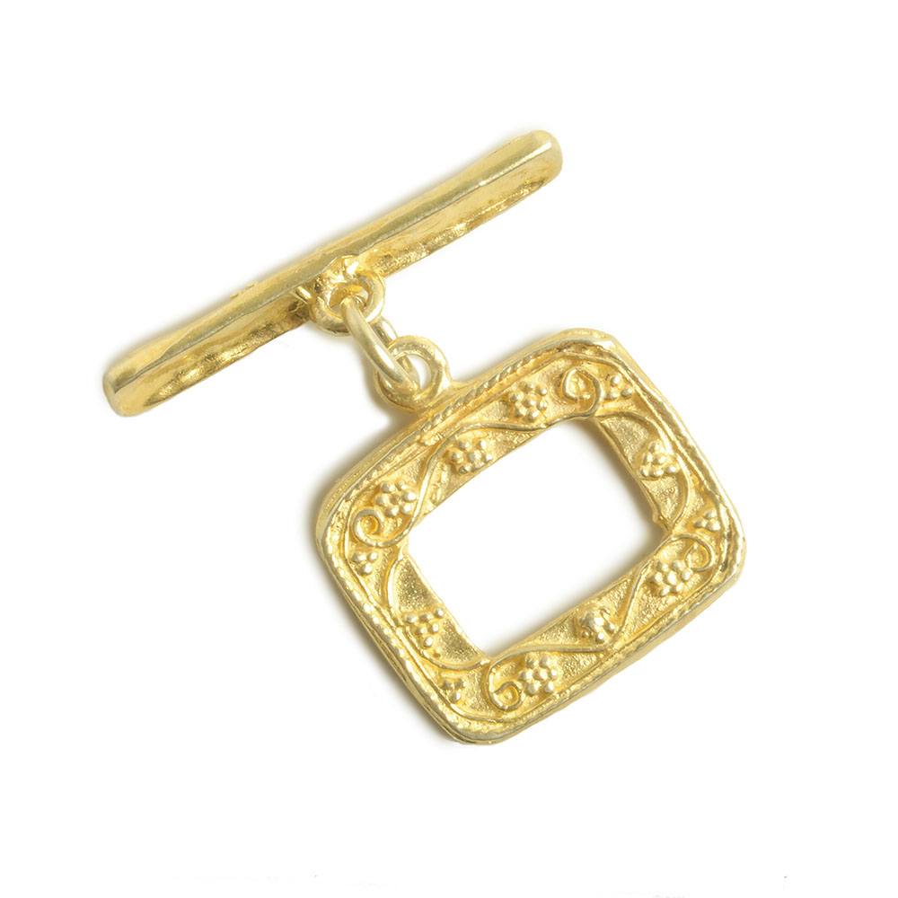 16x19mm Vermeil Rectangular Granulated Bead Floral Toggle 1 piece (ONLINE ORDER ONLY)