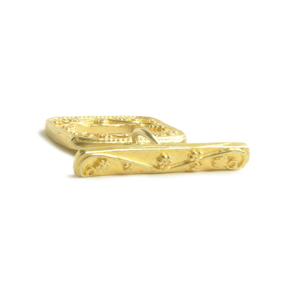 16x19mm Vermeil Rectangular Granulated Bead Floral Toggle 1 piece (ONLINE ORDER ONLY)