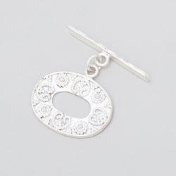 16x21.5mm Sterling Silver Oval Toggle with Twisted Rope Design 1 piece (ONLINE ORDER ONLY)