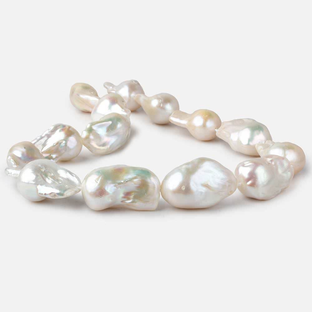 16x28-17x34mm Cream White Ultra Baroque Freshwater Pearls 16 inch 14 pieces AAA grade (ONLINE ORDER ONLY)
