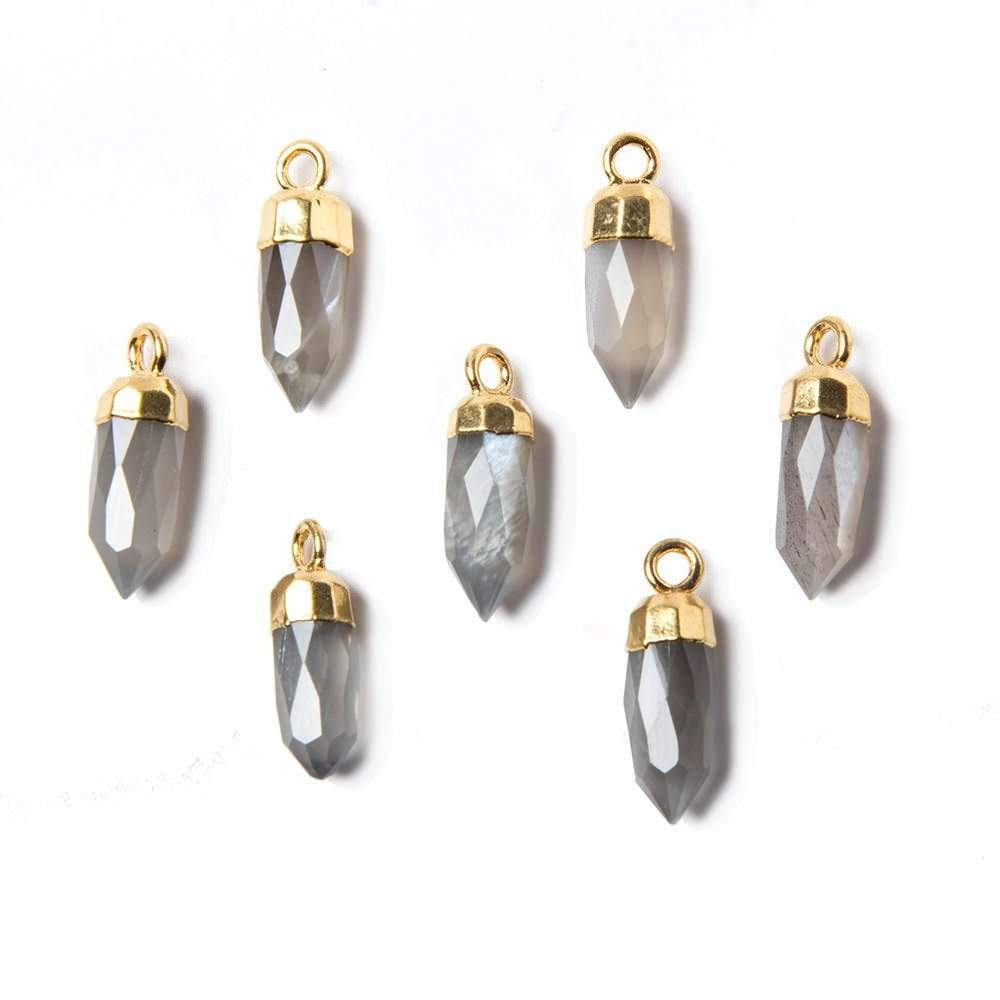 16x5mm Gold Leafed Platinum Grey Moonstone Spike Pendant 1 piece (ONLINE ORDER ONLY)