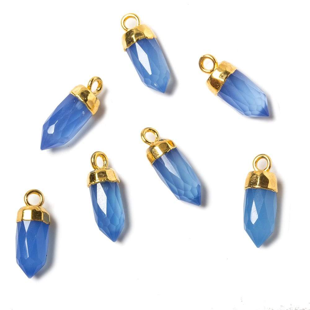 16x6mm Gold Leafed Santorini Blue Chalcedony Spike Pendants 1 piece (ONLINE ORDER ONLY)