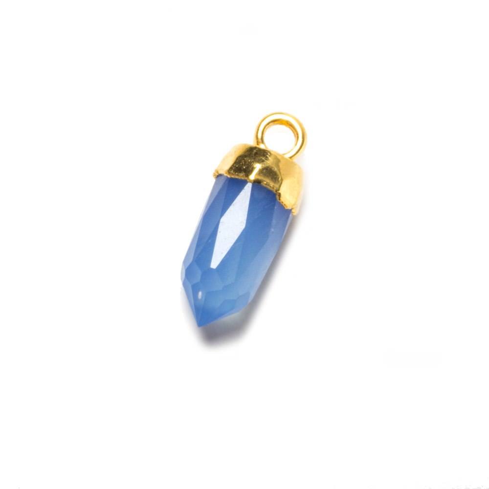 16x6mm Gold Leafed Santorini Blue Chalcedony Spike Pendants 1 piece (ONLINE ORDER ONLY)