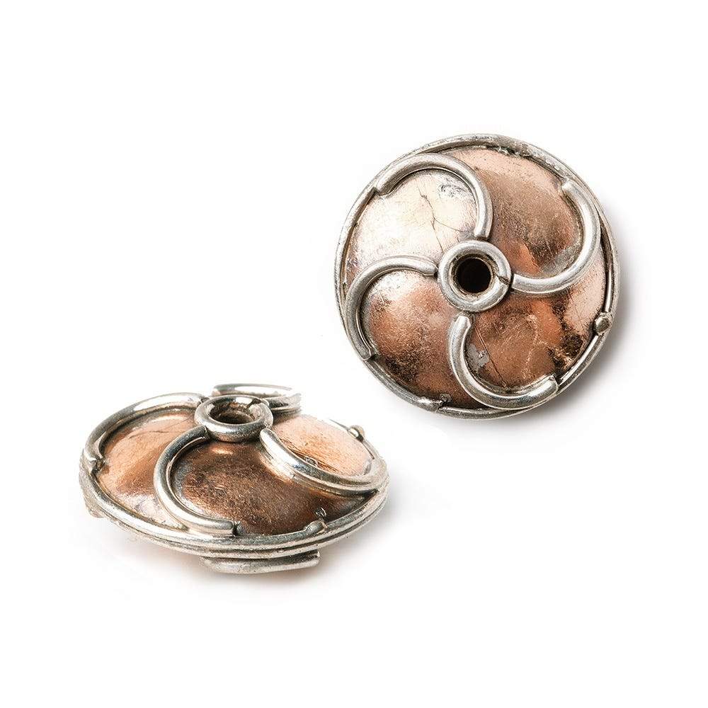 16x7mm Copper Bead Disc Sterling Silver Twisted Spoke Design 2 pieces (ONLINE ORDER ONLY)