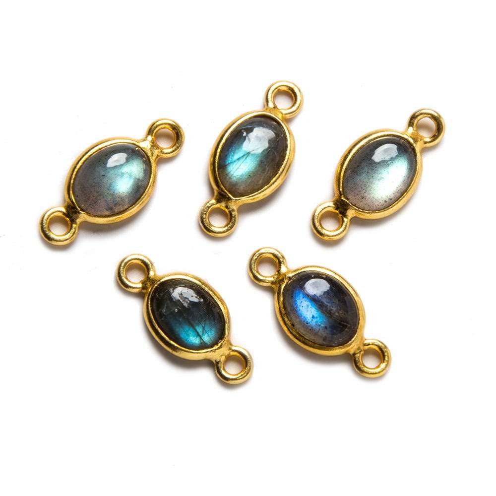 9x11mm Vermeil Bezeled Labradorite plain oval Connector 1 piece (ONLINE ORDER ONLY)