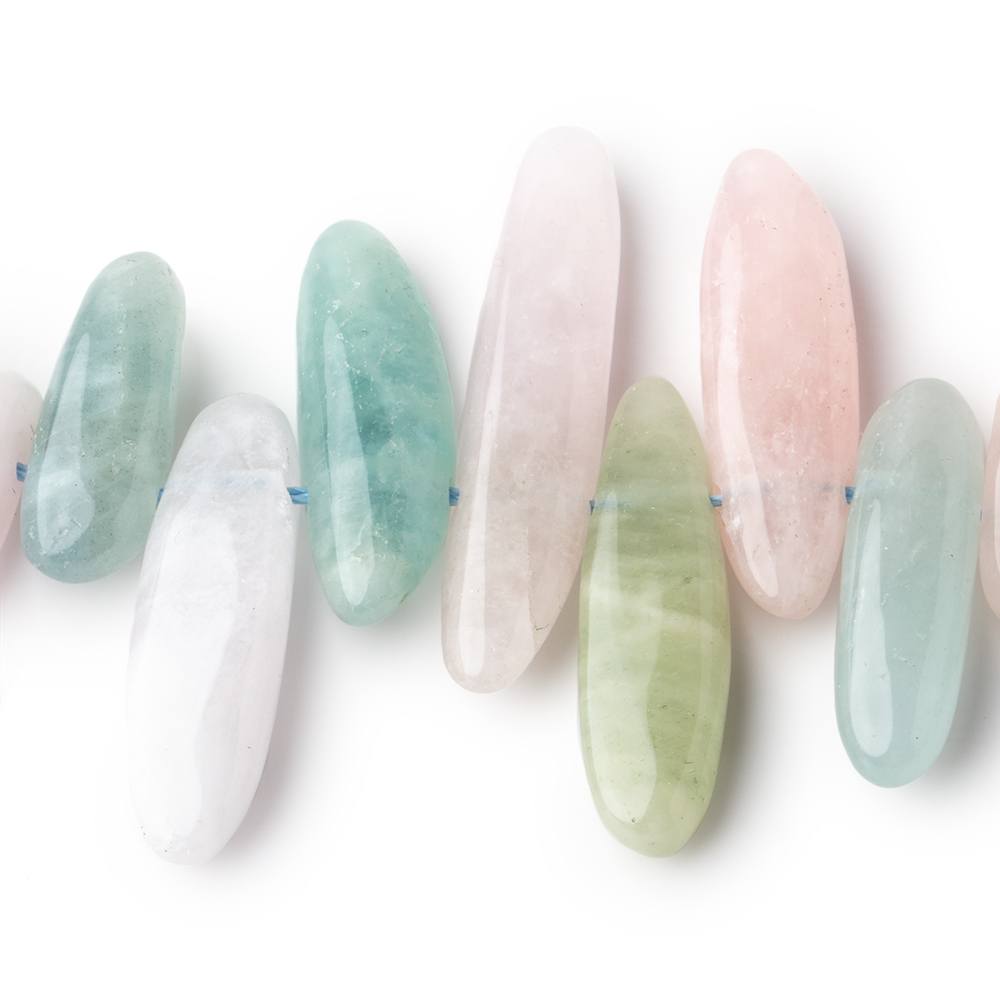 16x8-38x7mm Multi Beryl top drilled elongated plain nuggets 16 inch 55 beads AA (ONLINE ORDER ONLY)