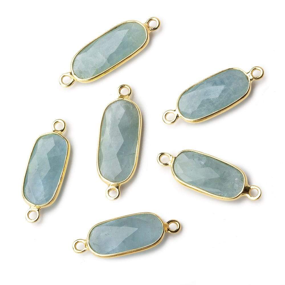 16x8mm Vermeil Bezeled Milky Aquamarine elongated oval Connector 1 focal bead (ONLINE ORDER ONLY)