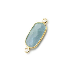 16x8mm Vermeil Bezeled Milky Aquamarine elongated oval Connector 1 focal bead (ONLINE ORDER ONLY)