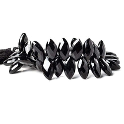 16x9-18x9mm Black Onyx top drilled faceted marquise beads 8.5 inch 43 pieces AAA