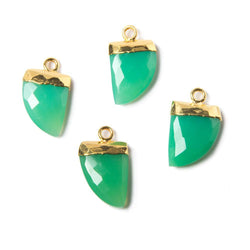 16x9mm Gold Leafed Green Onyx Horn Pendant 1 piece