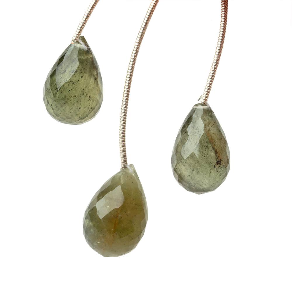 17-18mm Moss Aquamarine Faceted Tear Drop Set of 3 pieces