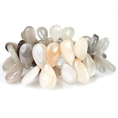 17-21mm Multi Color Moonstone Plain Pear Beads, AA Grade 42 pcs (ONLINE ORDER ONLY)