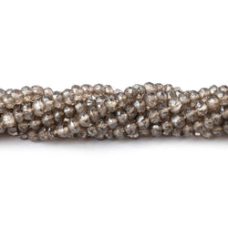 4mm Metallic Smoky Quartz Faceted Rondelle Beads 13 inch 120 pieces (ONLINE ORDER ONLY)