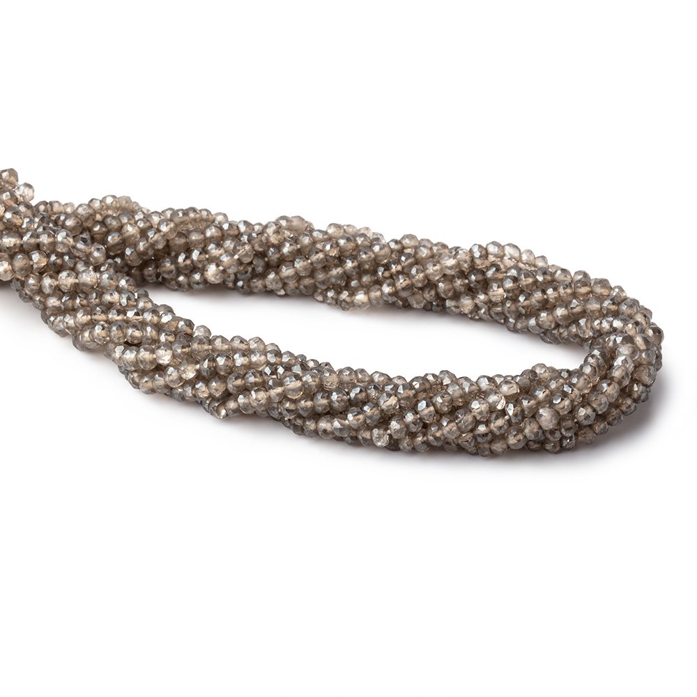 4mm Metallic Smoky Quartz Faceted Rondelle Beads 13 inch 120 pieces (ONLINE ORDER ONLY)