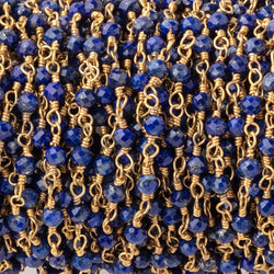 3mm Lapis Lazuli micro-faceted rondelle Gold plated Chain (ONLINE ORDER ONLY)