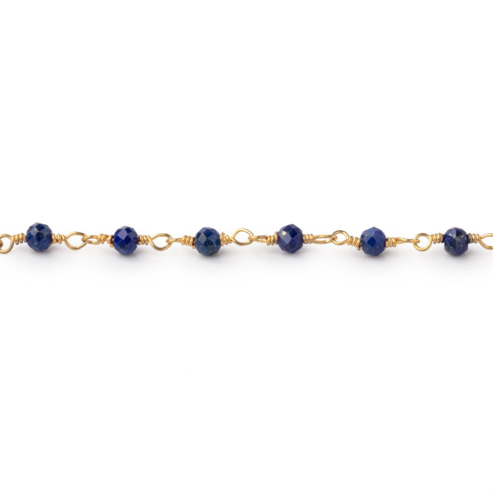 3mm Lapis Lazuli micro-faceted rondelle Gold plated Chain (ONLINE ORDER ONLY)