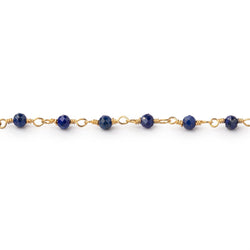 3mm Lapis Lazuli micro-faceted rondelle Gold plated Chain (ONLINE ORDER ONLY)