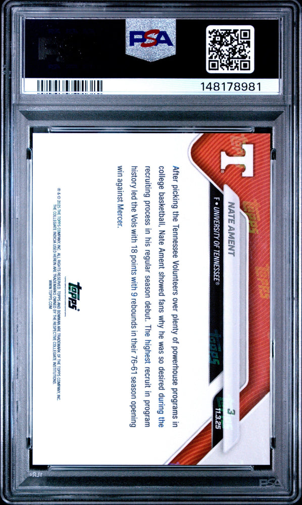Graded 2025 Topps Bowman U Now Nate Ament #3 Rookie RC Basketball Card PSA 10 Gem Mint