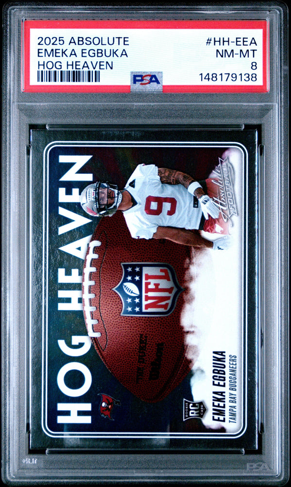 Graded 2025 Panini Absolute Emeka Egbuka #HH-EEA Hog Heaven Rookie RC Football Card PSA 8 Near Mint