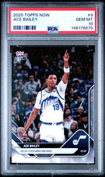 Graded 2025 Topps Now Ace Bailey #9 Rookie RC Basketball Card PSA 10 Gem Mint
