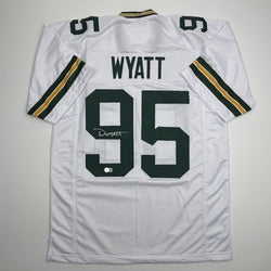 Autographed/Signed Devonte Wyatt Green Bay White Football Jersey Beckett BAS COA