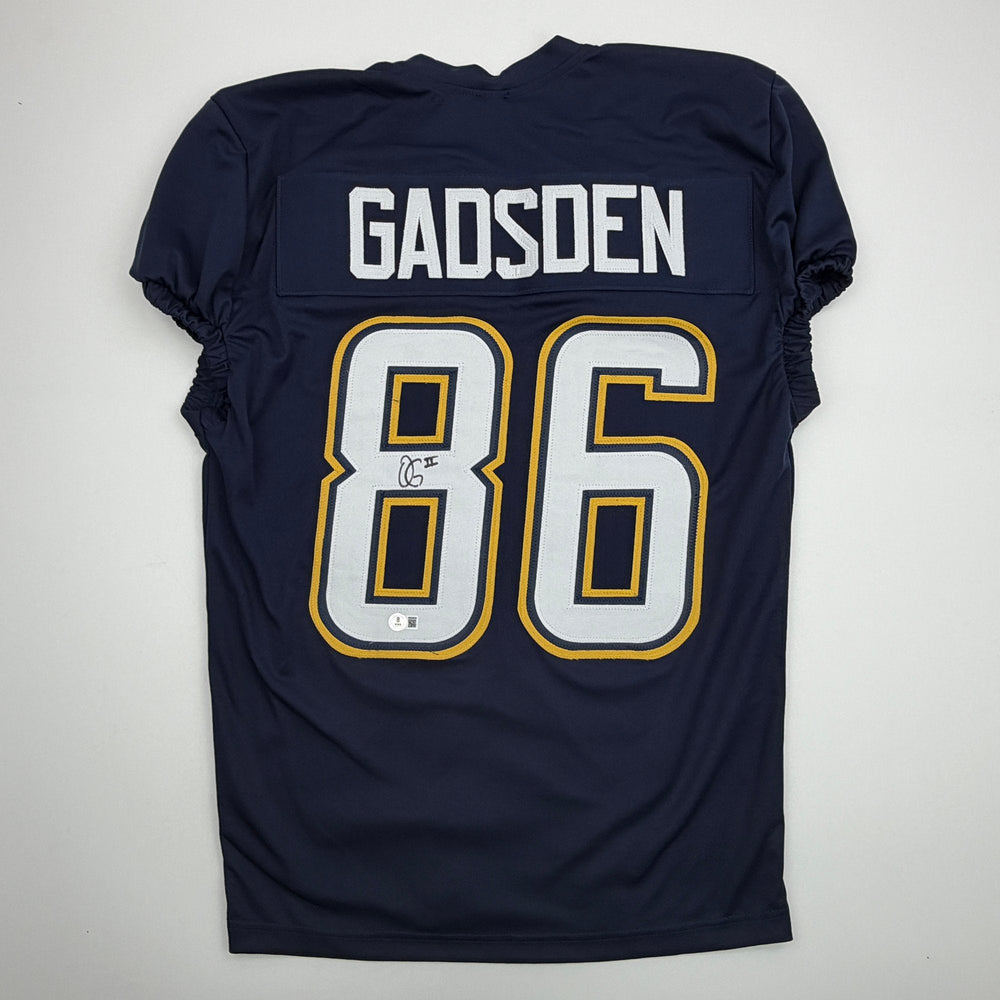 Autographed/Signed Oronde Gadsden Los Angeles San Diego Navy Blue Pro Cut Football Jersey Beckett BAS COA
