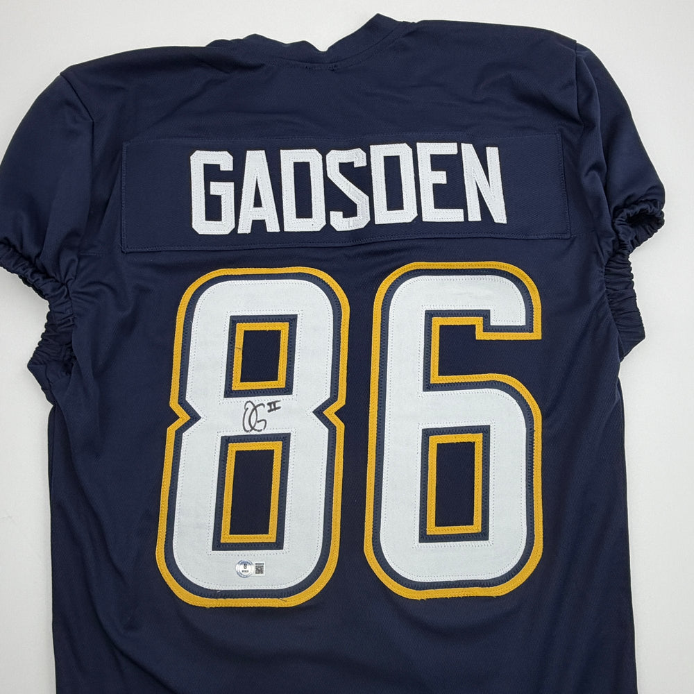 Autographed/Signed Oronde Gadsden Los Angeles San Diego Navy Blue Pro Cut Football Jersey Beckett BAS COA