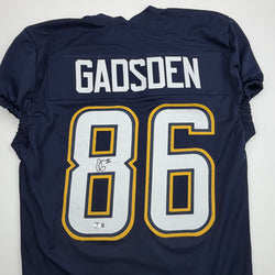 Autographed/Signed Oronde Gadsden Los Angeles San Diego Navy Blue Pro Cut Football Jersey Beckett BAS COA
