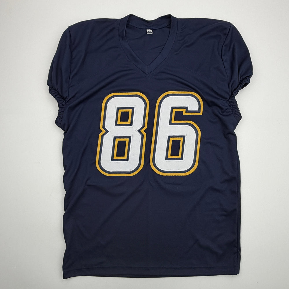 Autographed/Signed Oronde Gadsden Los Angeles San Diego Navy Blue Pro Cut Football Jersey Beckett BAS COA
